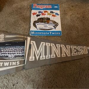 MLB Minnesota Twins Vintage Pennant and Program - Blue and Gray